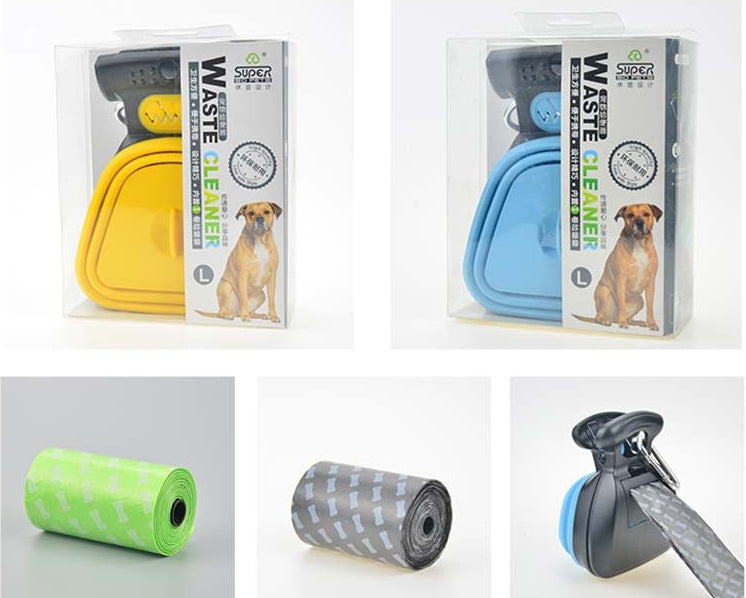 Pet Dog Travel Foldable Poop Scooper With 1 Roll Decomposable bag
