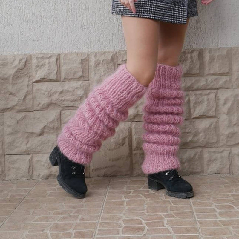Autumn And Winter New Solid Pile Style Women's Fashion Casual Knitted Crew Socks