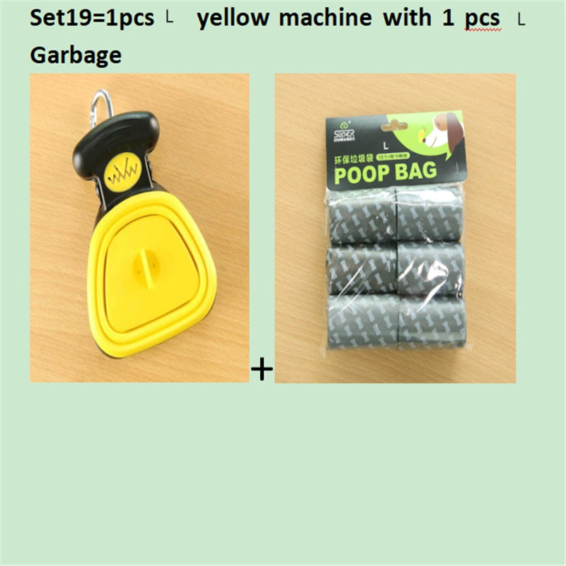 Pet Dog Travel Foldable Poop Scooper With 1 Roll Decomposable bag