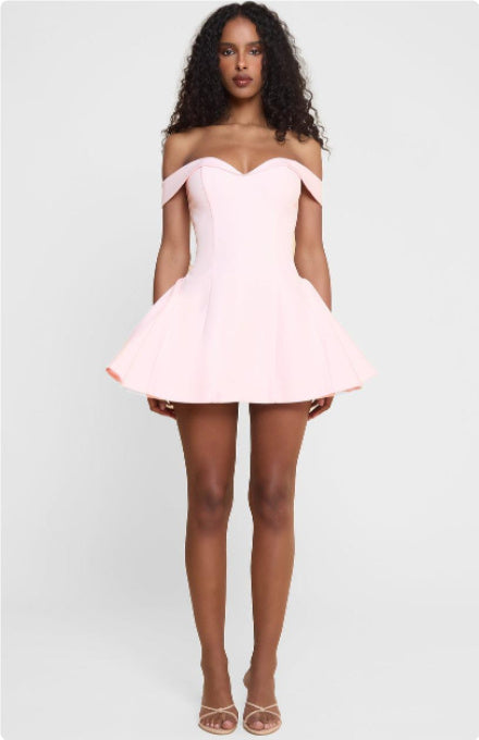 Backless Off-Shoulder Sweet Girl Chic Ruched Mini Bodycon Dress