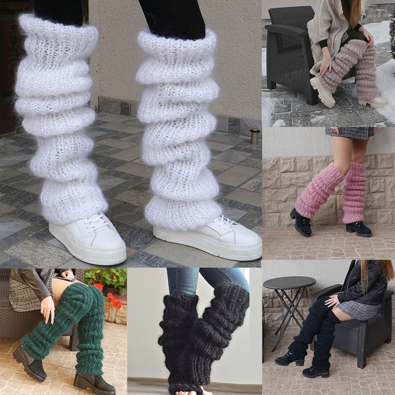 Autumn And Winter New Solid Pile Style Women's Fashion Casual Knitted Crew Socks