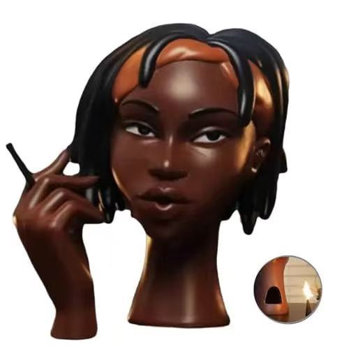 Black Lady Smoke Oven Resin Crafts Creative Desktop Decoration Sculpture Black Censer
