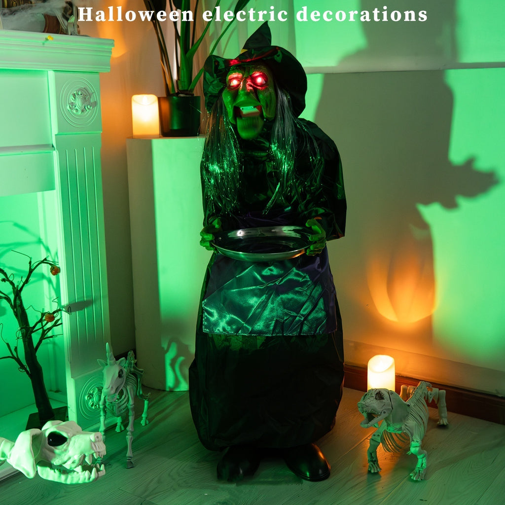 Halloween End Plate Witch Electric Voice-activated Induction Decoration Ornaments