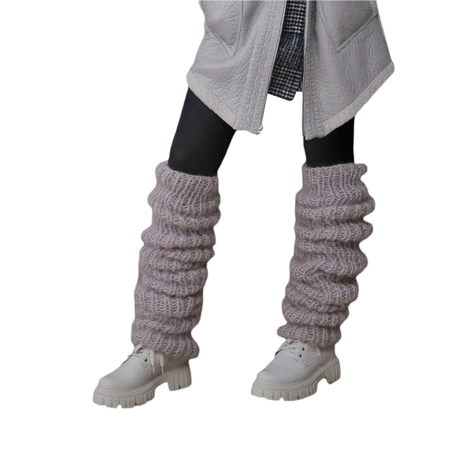 Autumn And Winter New Solid Pile Style Women's Fashion Casual Knitted Crew Socks