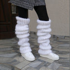 Autumn And Winter New Solid Pile Style Women's Fashion Casual Knitted Crew Socks