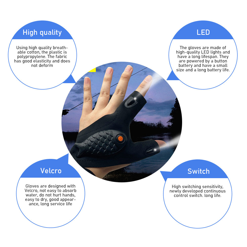 New Flashlight Glow Fishing Gloves