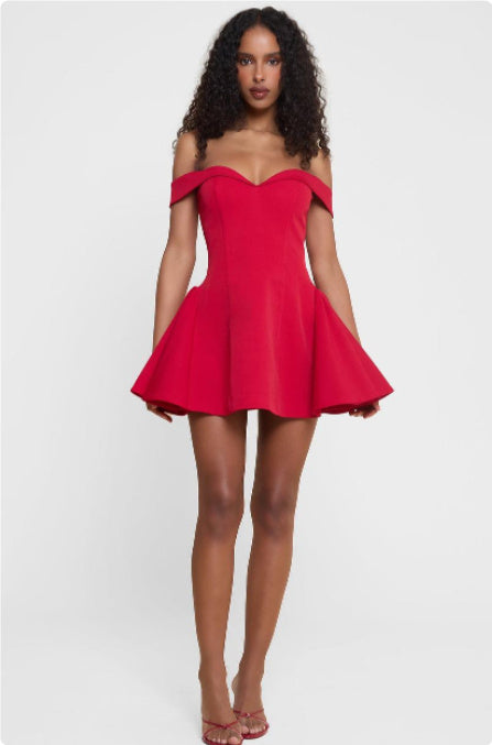 Backless Off-Shoulder Sweet Girl Chic Ruched Mini Bodycon Dress