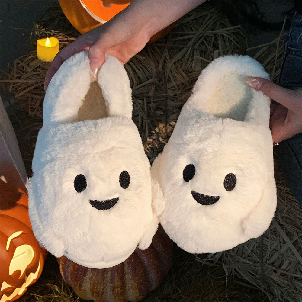 Couple Halloween Cute Little Ghost All-inclusive Cotton Slippers