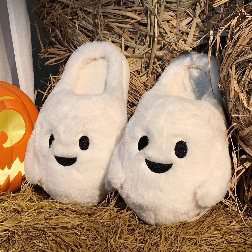 Couple Halloween Cute Little Ghost All-inclusive Cotton Slippers