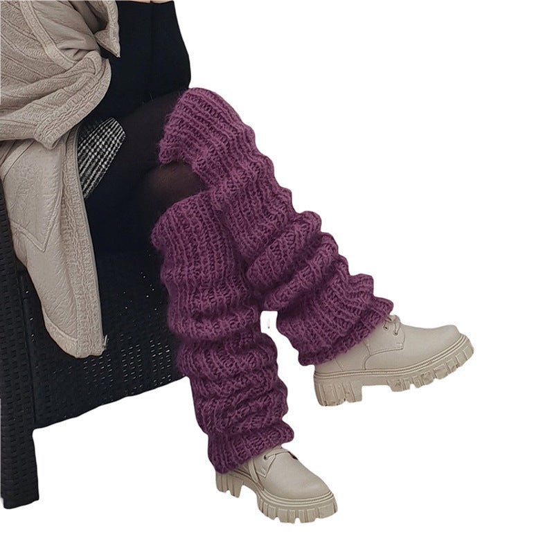 Autumn And Winter New Solid Pile Style Women's Fashion Casual Knitted Crew Socks